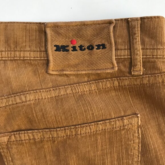 Kiton Slim Fit Corduroy Trouser Pants Mens 38 Brown Tan Straight Leg Button Fly - Picture 12 of 14